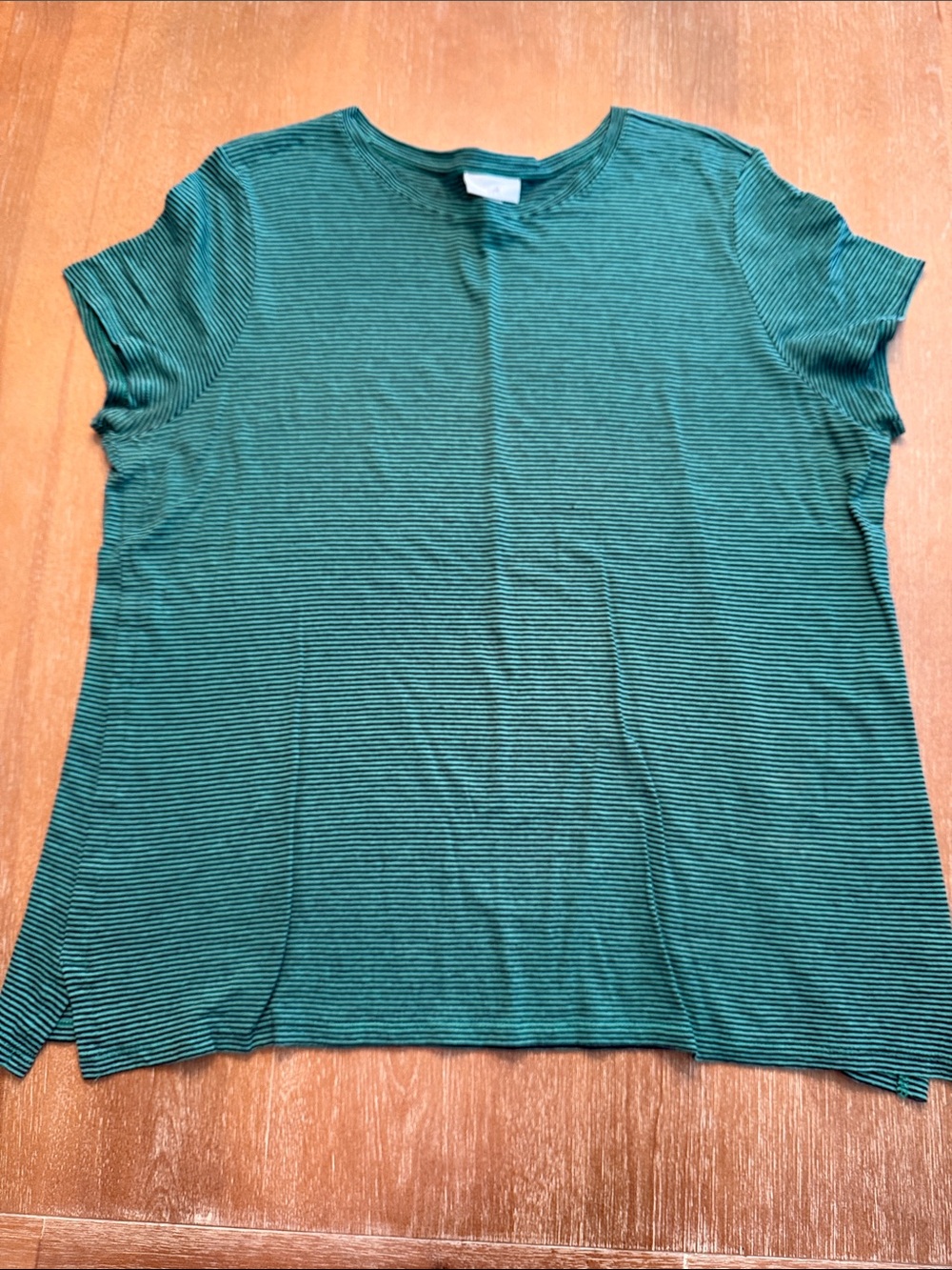 J. Jill Teal Green Micro-Striped Short-Sleeve Tee